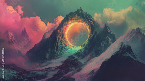 with a portal of shifting colors, opening into an ethereal dreamscape 
