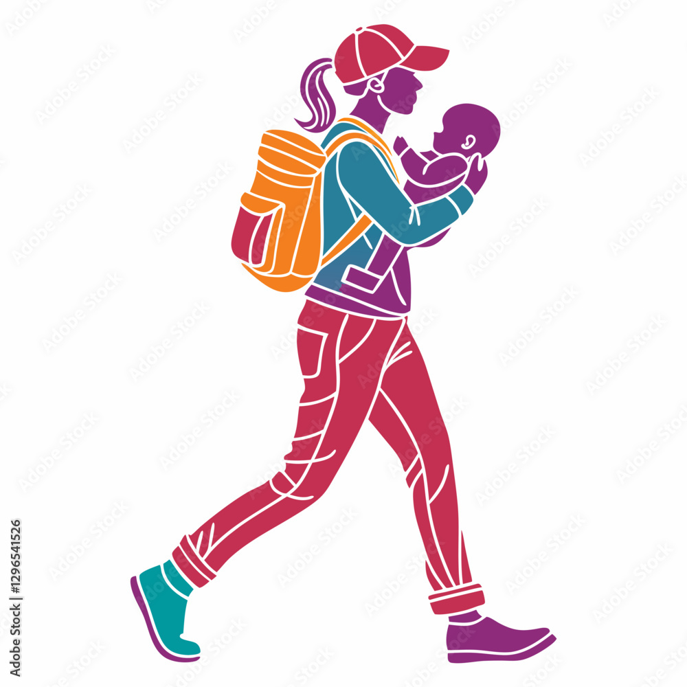 Fototapeta premium Carrying Baby silhouette vector illustration