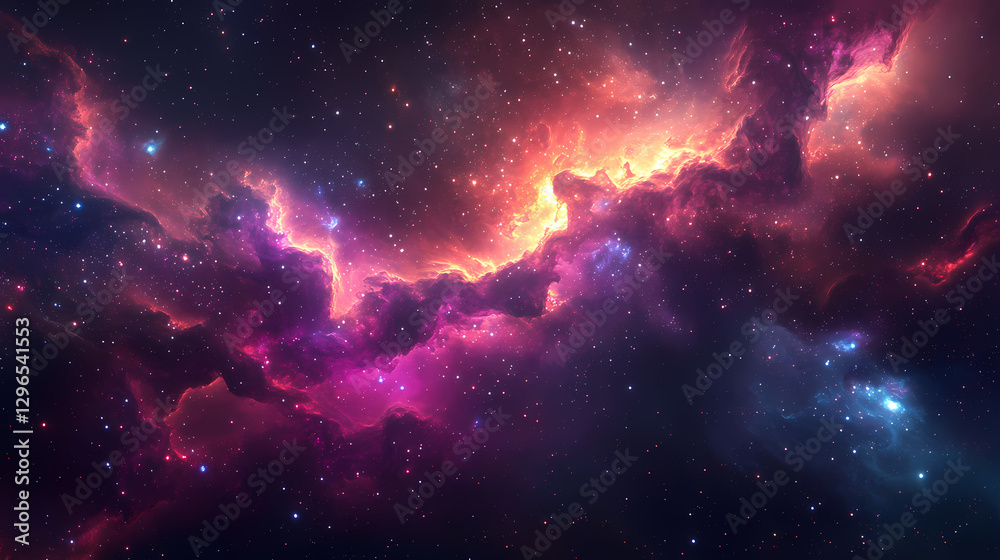 Fototapeta premium Cosmic dragon nebula: vibrant swirling galaxy art. Nebula Dragon Formation. Illustration