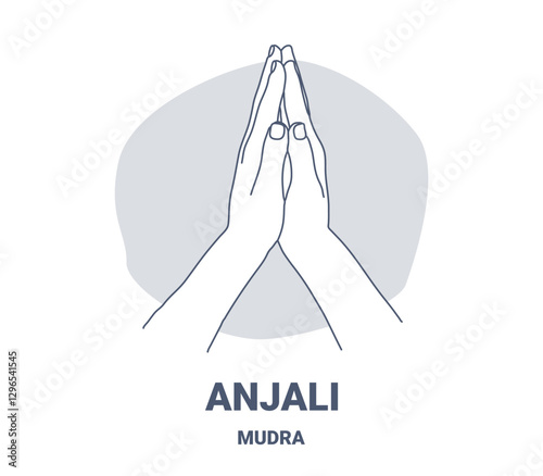 Anjali Mudra Gesture Symbolic Yoga Illustration