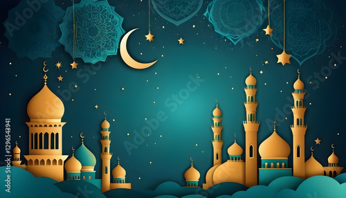 Ramadan kareem islamic greeting card background vector illustration