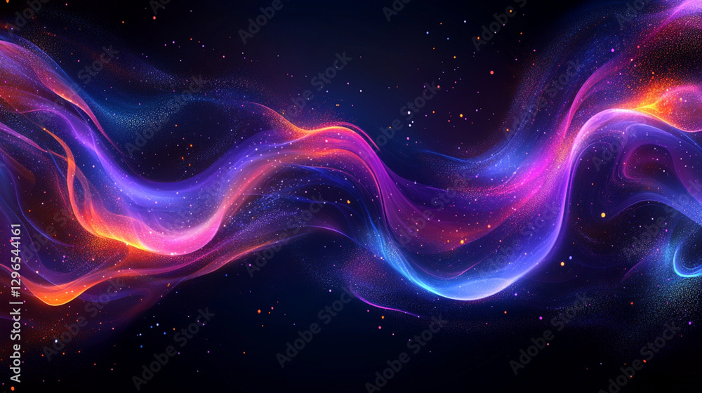 Obraz premium A colorful, swirling line of light and stars