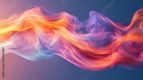 Wallpaper Mural A colorful, long, wavy line of smoke with a blue background Torontodigital.ca