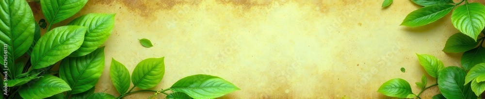 Worn parchment, vibrant green foliage overlay, botanical, worn, paper Worn parchment, vibrant green foliage overlay, botanical, worn, paper