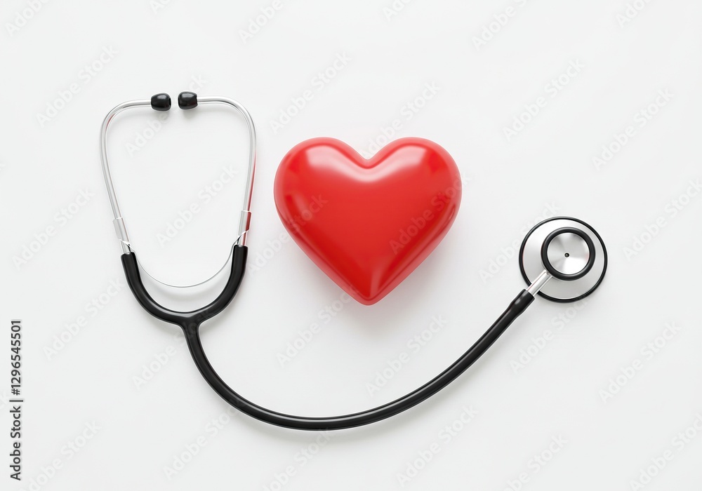 Stethoscope and Red Heart on White Background - Clean Medical Concept for Healthcare and Cardiology, Simple Top-View Scene for Diagnosis and Heart Health Awareness.
Stethoscope and Red Heart on White Background - Clean Medical Concept for Healthcare and Cardiology, Simple Top-View Scene for Diagnosis and Heart Health Awareness.