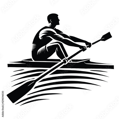 Rower Silhouette in Single Scull