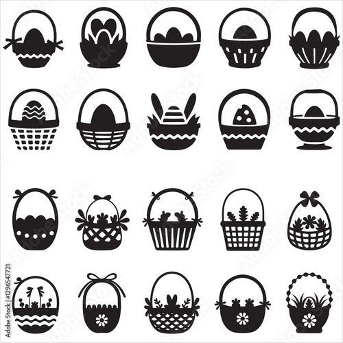 set vec tor various style Easter basket silhouettes	
