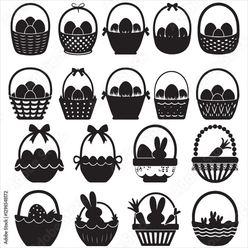 set vec tor various style Easter basket silhouettes	
