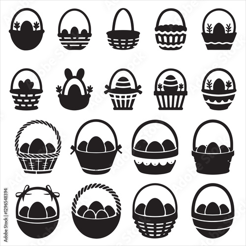 set vec tor various style Easter basket silhouettes	

