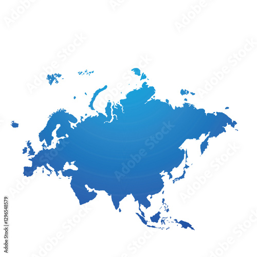 Map of Eurasia, sign silhouette. World Map Globe. Vector Illustration isolated on transparent background. Europe and Asia continent.