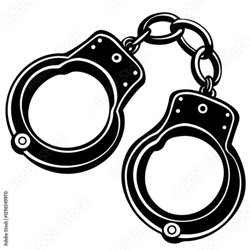 handcuff silhouette vector illustration, Police Issues handcuff Lock icon vector