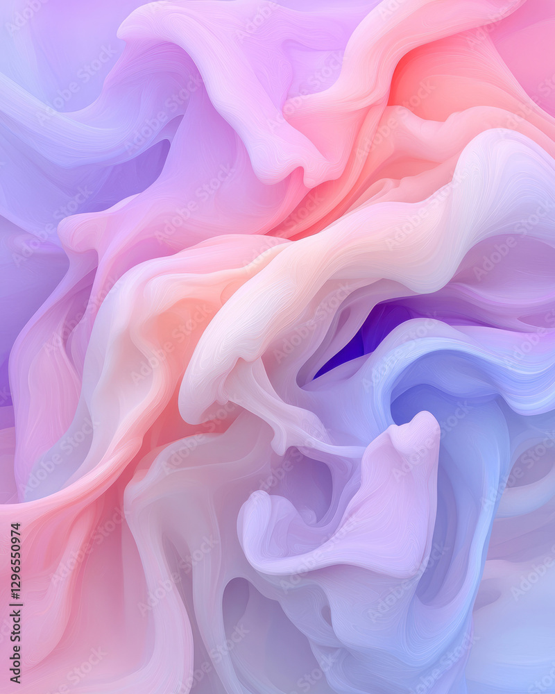 Obraz premium Dreamlike overhead shot of pastel fluid gradients forming natural water patterns, gentle shimmering