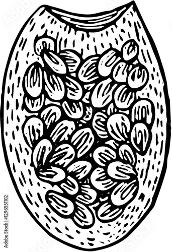 Fruit. Hand drawn vector isolated engraved sketch. Prickly pear 