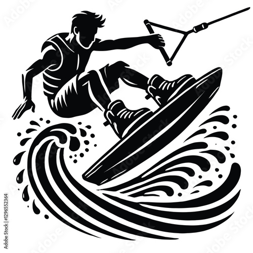 Wakeboarder Jumping Waves
