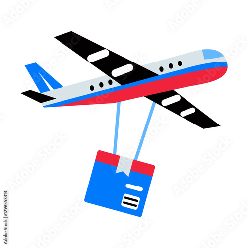 Air cargo service icon in flat style
