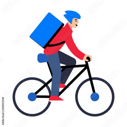 Bicycle courier service icon in flat style