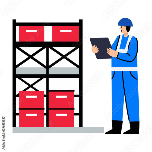 A flat style icon of cargo inspector