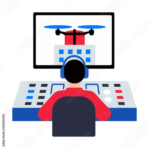 A flat style icon of drone operator