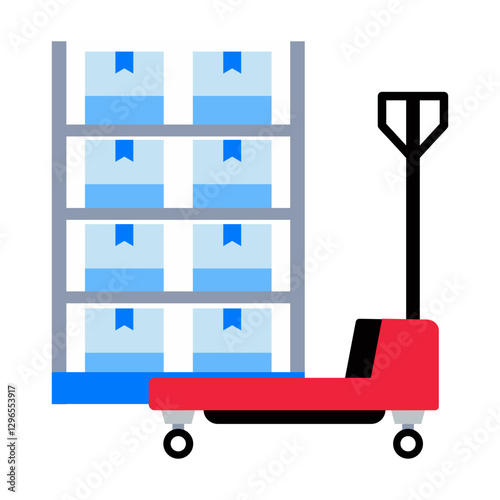 Warehouse pallet jack icon in flat style