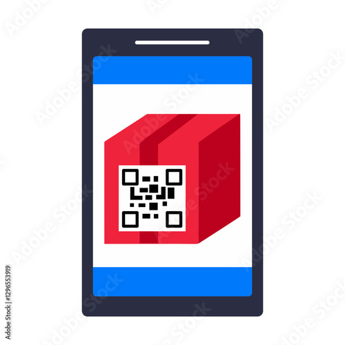 A flat style icon of qr code scanner