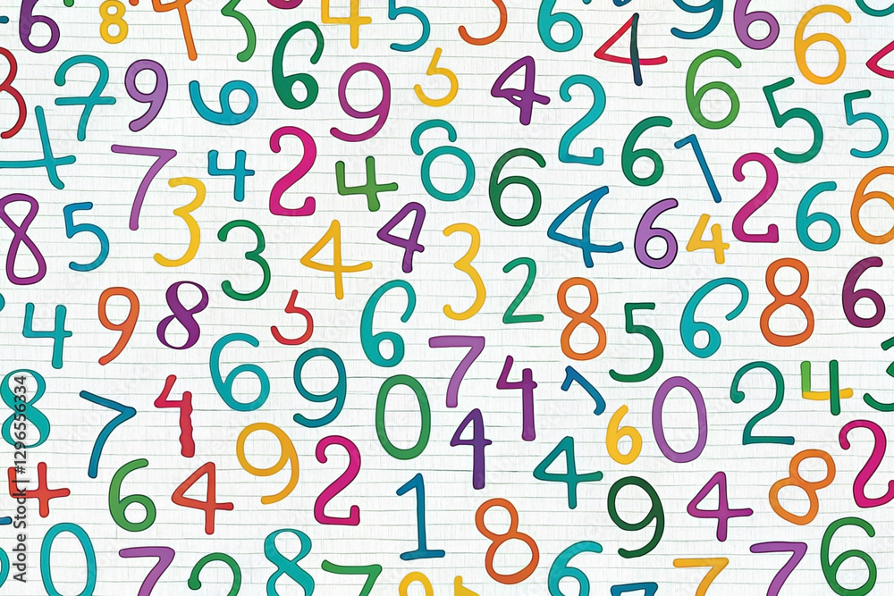 Colorful handwritten numbers background. Colorful handwritten numbers background.
