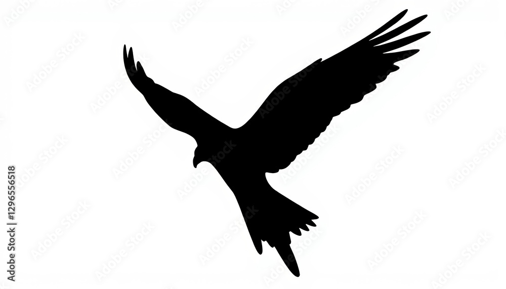 Fototapeta premium Falcon diving in powerful silhouette against white background, focus
