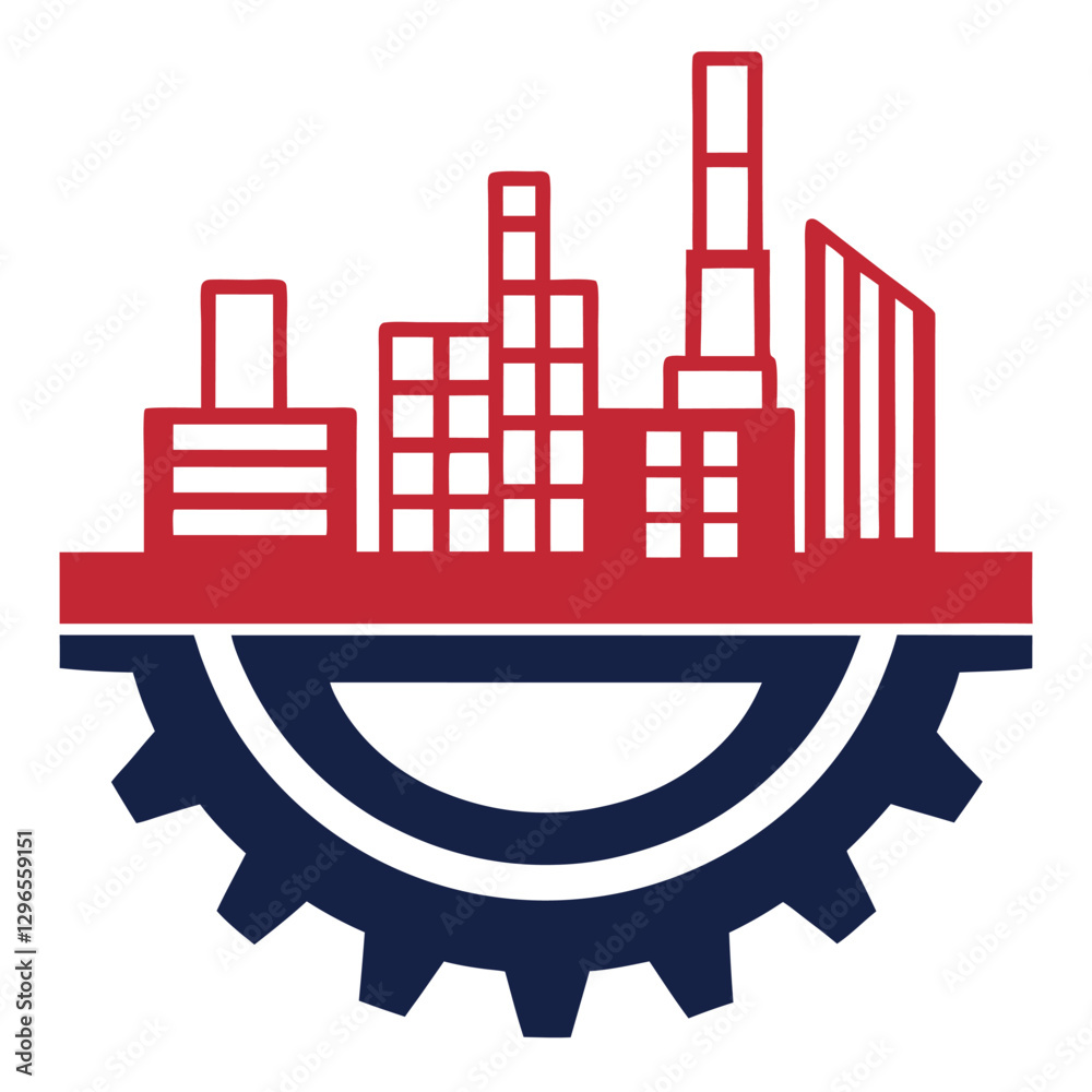 Obraz premium Stylized Industrial Manufacturing and Engineering Emblem