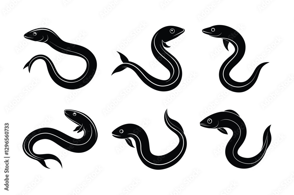 Obraz premium Crimson Tidal Eel silhouette vector illustration
