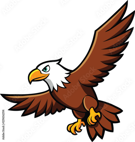Cartoon Bald Eagle Soaring in Flight