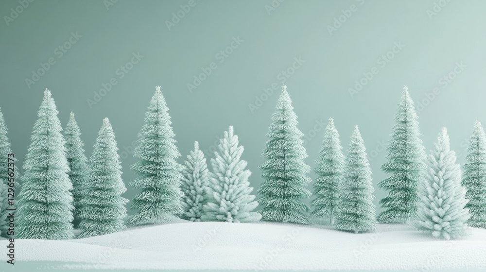 Fototapeta premium Snow-covered Christmas trees in a winter scene