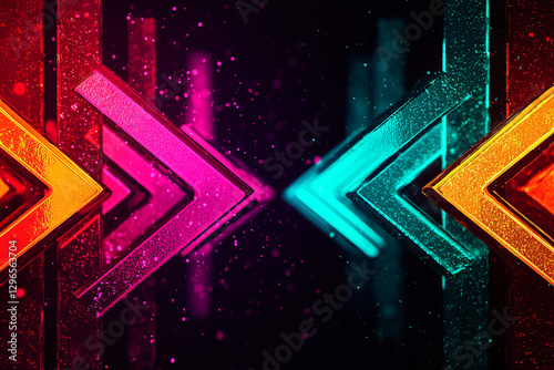 Vibrant abstract visualization of interconnected arrows in bright colors