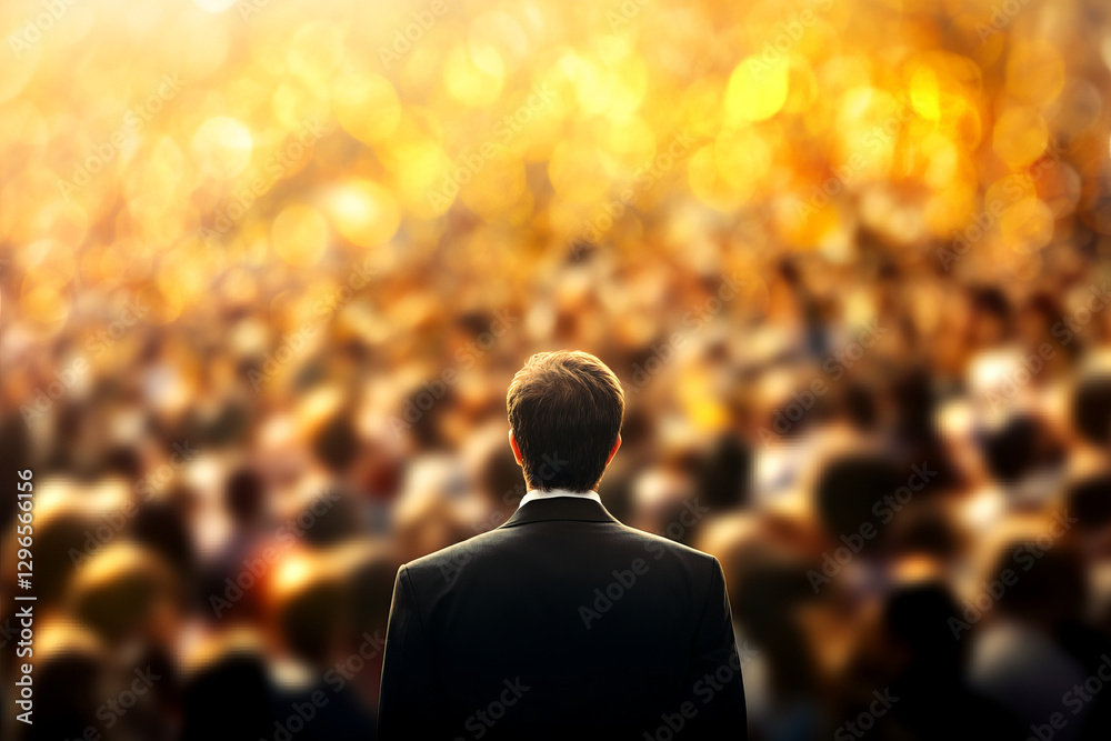 Fototapeta premium business leader addressing diverse audience with blurred background