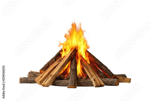Cozy campfire gathering for friends and family during a summer evening at the campsite, cut out