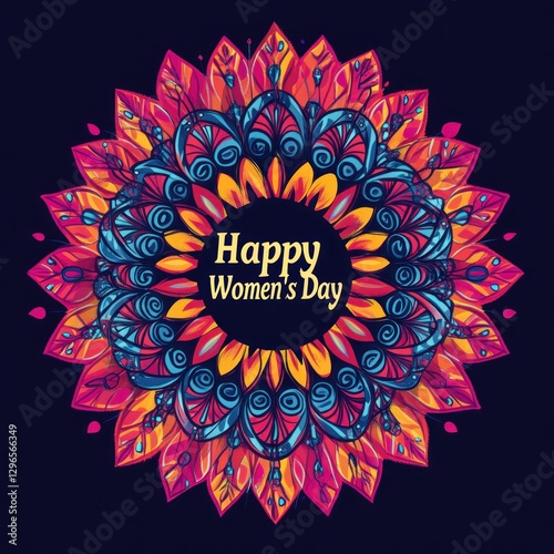 Vibrant Women Day Mandala with Message