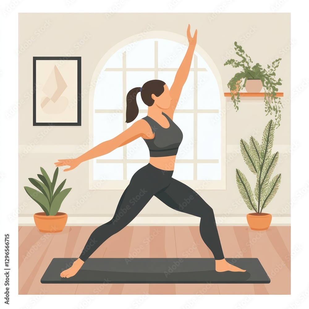 Warrior Pose in Home Gym Warrior Pose in Home Gym