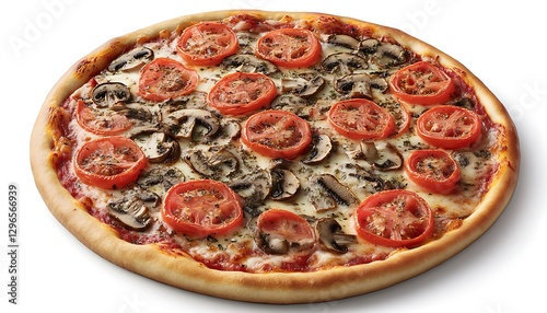 Pizza with Mushrooms and Tomatoes photo