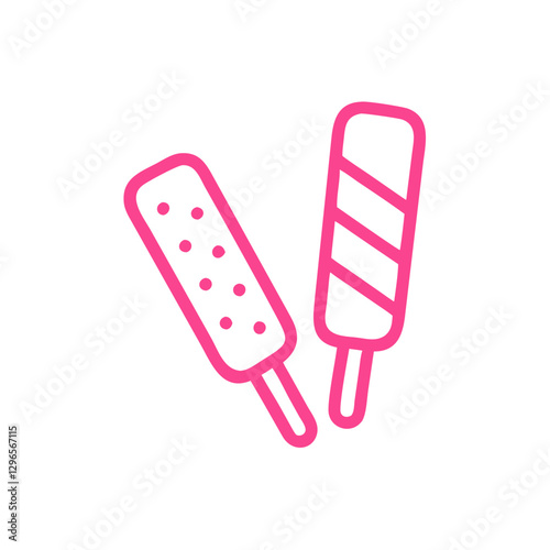 Hard candy sticks icon with minimalist design and bright pink outline 

