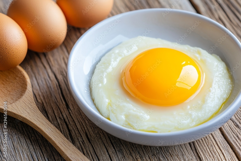 A homemade aioli being whisked together with fresh egg yolk and olive oil A homemade aioli being whisked together with fresh egg yolk and olive oil