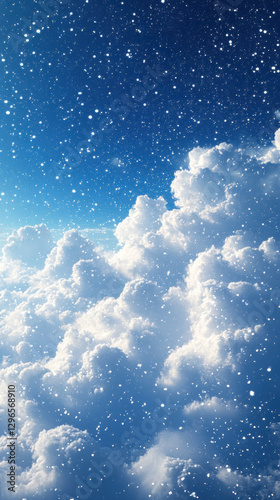 Clouds and snow in a blue sky