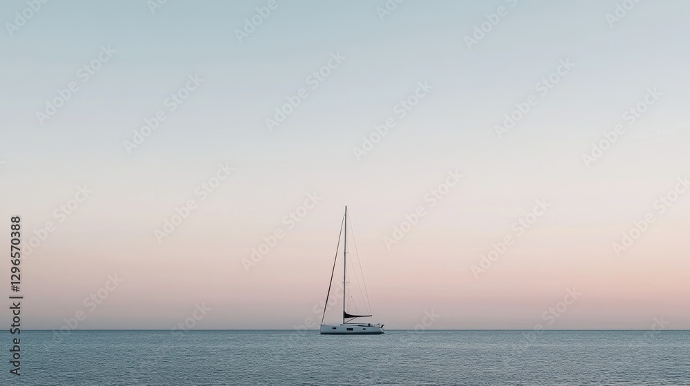 A luxury yacht sailing at sunset, creating a serene and elegant atmosphere A luxury yacht sailing at sunset, creating a serene and elegant atmosphere