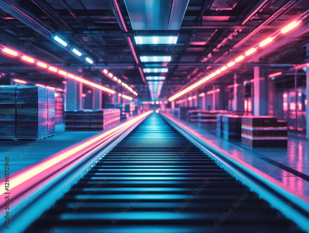 A neon-lit futuristic tunnel with glowing red and blue lights, creating a cyberpunk aesthetic. A neon-lit futuristic tunnel with glowing red and blue lights, creating a cyberpunk aesthetic.