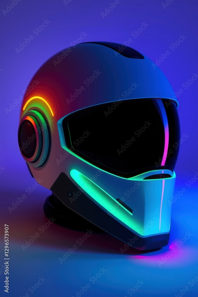 Art photograph The helmet features advanced technology and space element Art photograph The helmet features advanced technology and space element