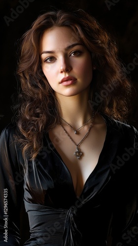 A woman with long brown hair