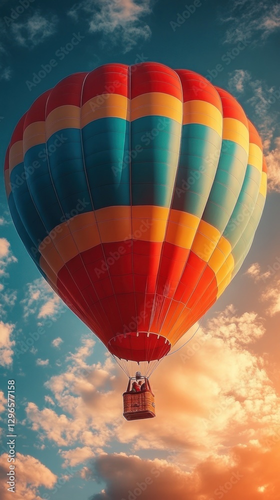 Fototapeta premium Colorful hot air balloon sunset flight