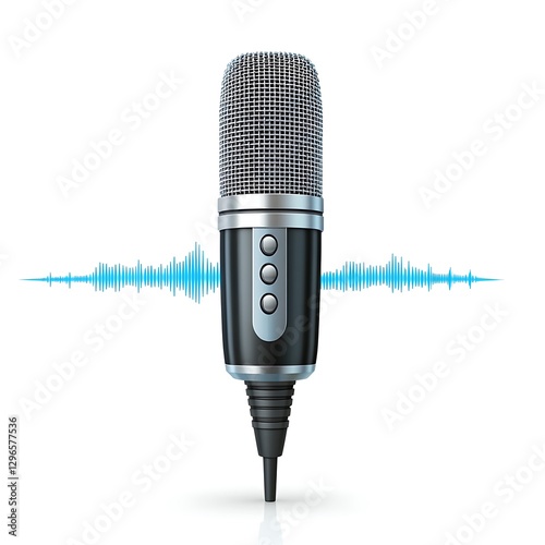 Studio Microphone with Audio Waves photo
