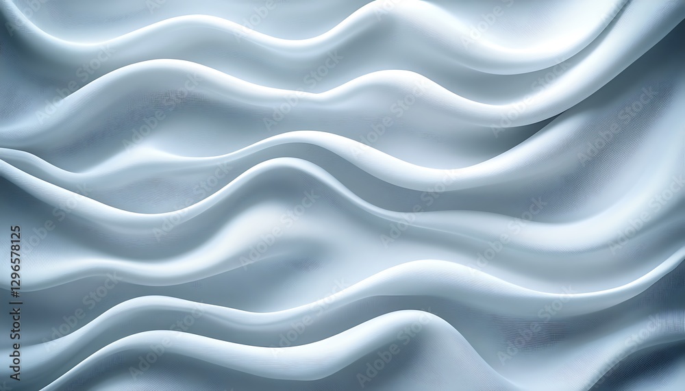 Obraz premium Soft White Fabric Waves, Draped Texture