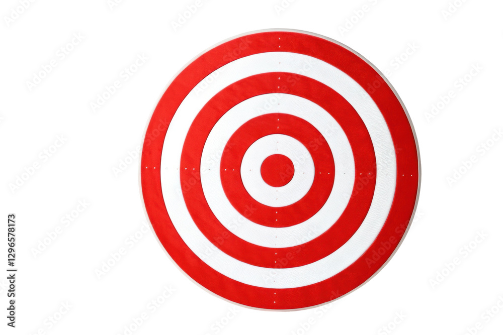 Bright red and white target symbolizing focus and precision for archery or shooting practice, cut out Bright red and white target symbolizing focus and precision for archery or shooting practice, cut out