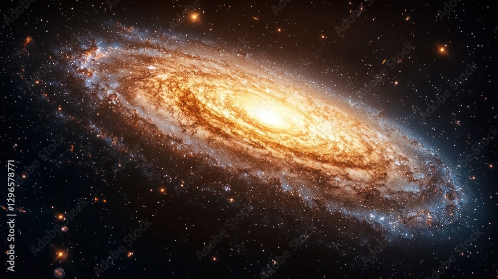 Naklejka premium Spiral galaxy in deep space with stars