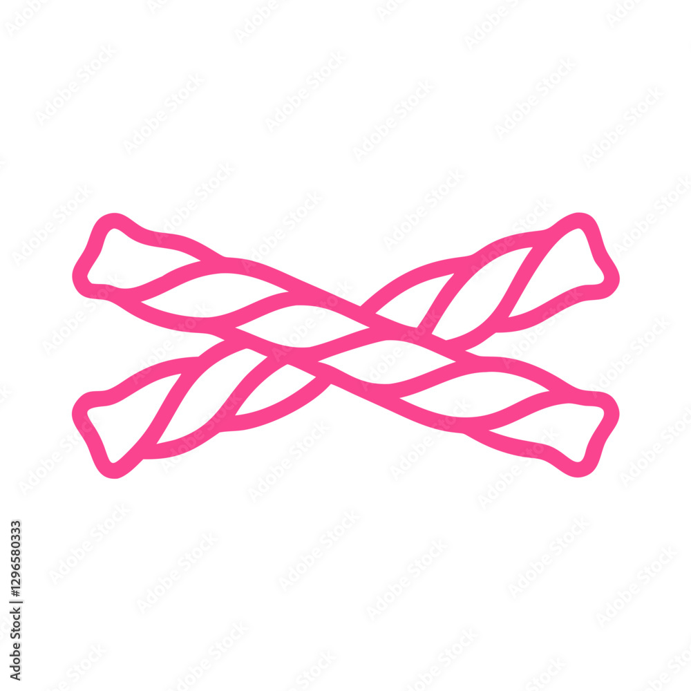 Licorice twists icon with minimalist design and bright pink outline
Licorice twists icon with minimalist design and bright pink outline