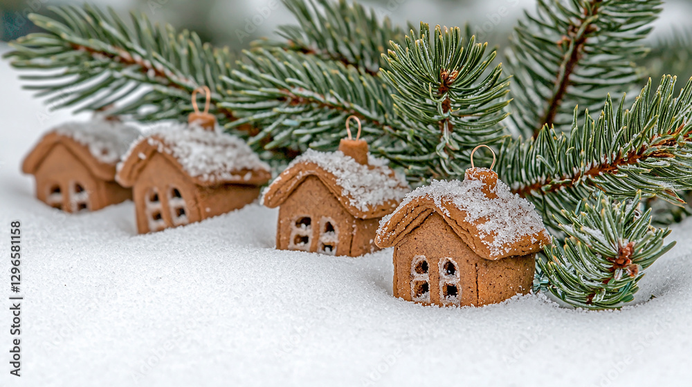 Charming Gingerbread Houses in the Snow Charming Gingerbread Houses in the Snow